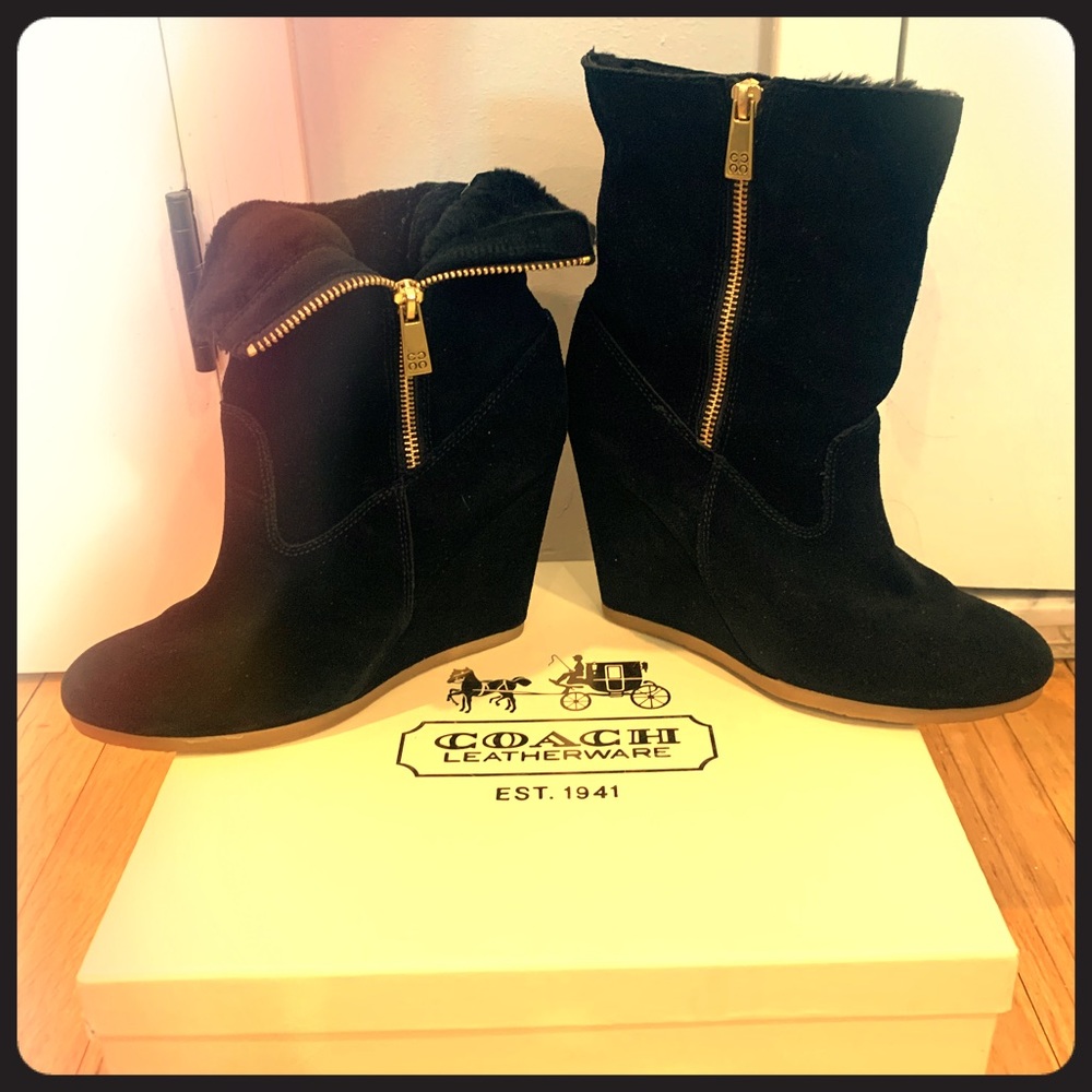 Coach Black Danee Suede Boots